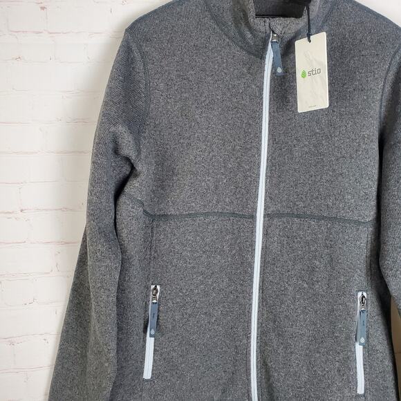 NEW Stio Womens Sweetwater Fleece Jacket XL Abyss Heather Gray Full Zip Knit - Picture 11 of 16
